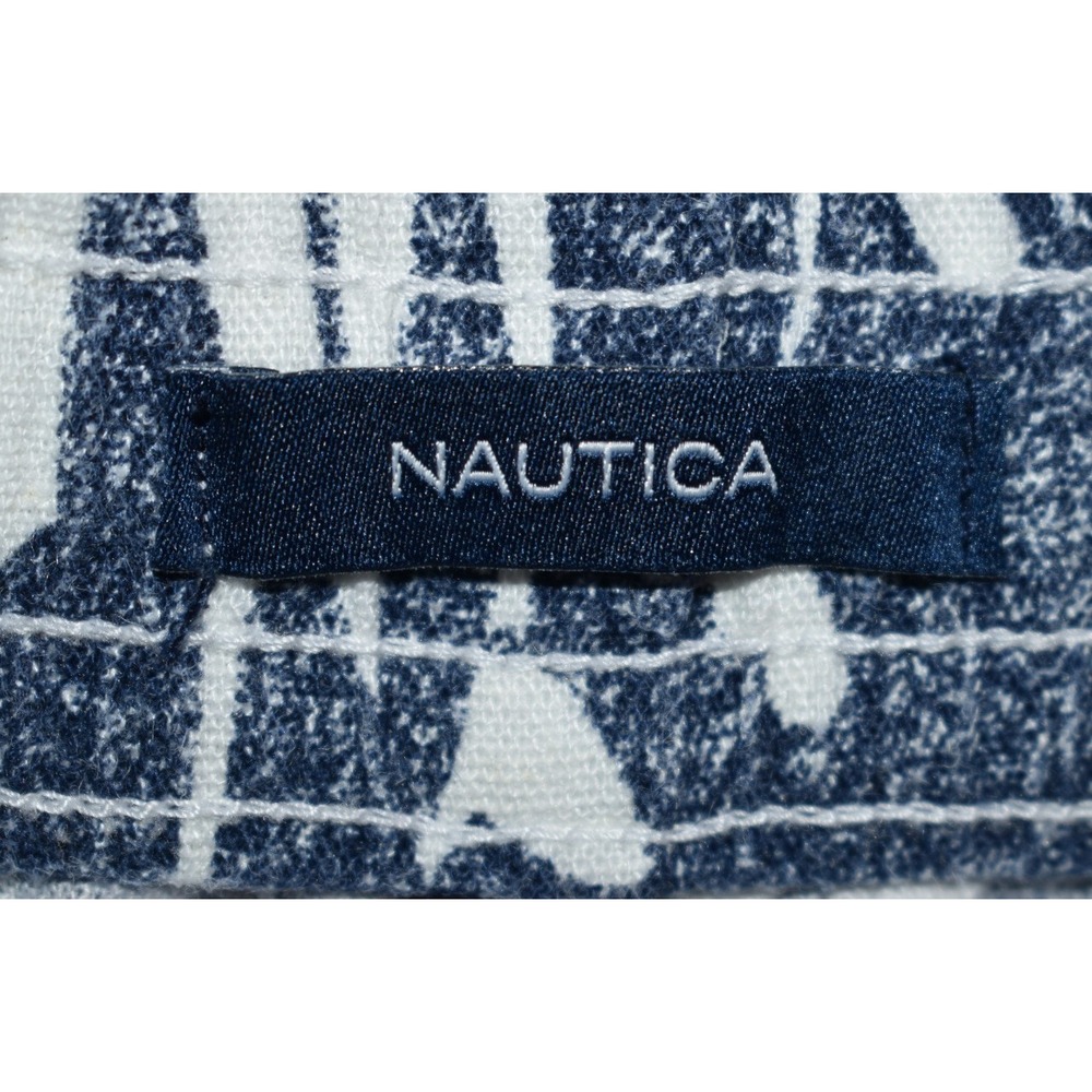 Nautica Womens LARGE Linen Blend Shorts Pull-On Tropical Hawiian Pockets Blue - Picture 3 of 16